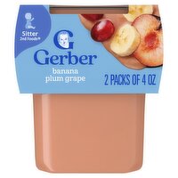 Gerber 2nd Foods Banana Plum Grape Baby Food, Sitter, 4 oz, 2 count