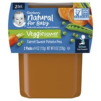 Gerber 2nd Foods Carrot Sweet Potato Pea Baby Food, Sitter, 4 oz, 2 count, 8 Ounce