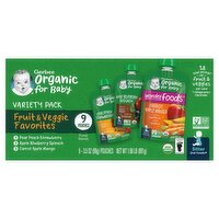 Gerber 2nd Foods Fruit & Veggie Favorites Baby Food Variety Pack, Sitter, 3.5 oz, 9 count, 1.97 Pound