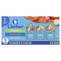Gerber 2nd Foods Organic Fruit Favorites Puree Baby Food Variety Pack, Sitter, 3.5 oz, 9 count