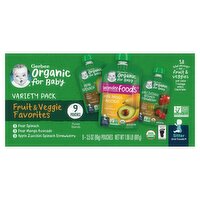 Gerber 2nd Foods Organic Fruit & Veggie Favorites Baby Food Variety Pack, Sitter, 3.5 oz, 9 count