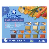 Gerber 2nd Foods Fruit & Veggie Favorites Baby Food Variety Pack, Sitter, 8 oz, 16 count