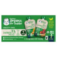 Gerber IncrediPouch Baby Food Variety Pack, Toddler, 12+ Months, 3.17 oz, 9 count