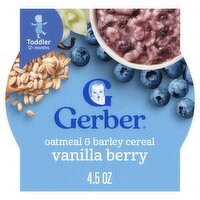 Gerber Vanilla Berry Oatmeal & Barley Cereal Baby Food, Toddler 12+ months, 4.5 oz