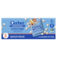 Gerber Puffs To Go Strawberry Apple Puffed Grain Snack Baby Food, 8+ Months Crawler, 0.5 oz, 6 count