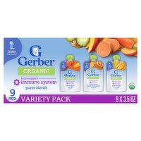 Gerber 2nd Foods Organic Puree Blends Baby Food Variety Pack, Sitter, 3.5 oz, 9 count