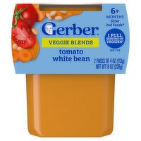 Gerber 2nd Foods Tomato White Bean Veggie Blends Baby Food, 6+ Months Sitter, 4 oz, 2 count