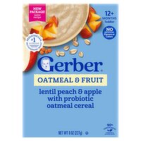 Gerber Oatmeal & Fruit Cereal Baby Food, 12+ Months Toddler, 8 oz
