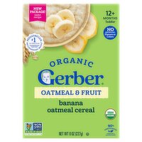 Gerber Organic Oatmeal & Fruit Banana Cereal Baby Food, 12+ Months Toddler, 8 oz
