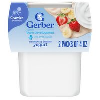 Gerber Strawberry Banana Yogurt Baby Food, Crawler 8+ months, 4 oz, 2 count