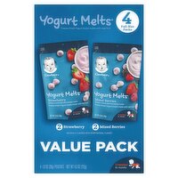 (Pack of 4) Gerber Yogurt Melts Strawberry & Mixed Berry Yogurt Snack Variety Pack, 1 oz