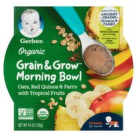 Gerber Grain & Grow Organic Morning Bowl Baby Food, Crawler, 10+ Months, 4.5 oz