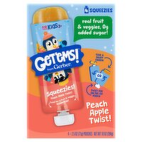 Gerber Get'ems! Peach Apple Twist! Squeezies!, For Kids 3+, 2.5 oz, 4 count