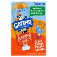 Gerber Get'ems! Apple Sweet Potato Splash! Squeezies!, For Kids 3+, 2.5 oz, 4 Count