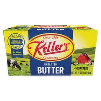 Keller's Creamery Unsalted Butter, 4 count, 16 oz, 16 Ounce