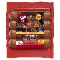 Bar S Fully Cooked Chorizo, 4 count, 12 oz, 12 Ounce