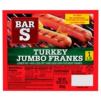 Bar-S Turkey Jumbo Franks, 8 count, 16 oz