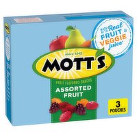 Mott's Assorted Fruit Flavored Snacks, 0.8 oz, 3 count