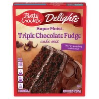 Betty Crocker Super Moist Delights Triple Chocolate Fudge Cake Mix, 13.25 oz, 13.25 Ounce