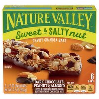 Nature Valley Sweet & Salty Nut Dark Chocolate, Peanut & Almond Chewy Granola Bars, 1.2 oz, 6 count, 7.44 Ounce