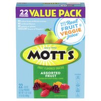 Mott's Assorted Fruit Flavored Snacks Value Pack, 0.8 oz, 22 count, 17.6 Ounce