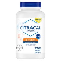 Citracal Petites Calcium Citrate +D3 Coated Caplets, 200 count