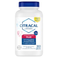 Citracal Maximum Plus +D3 Calcium Supplement, 180 count, 180 Each