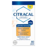 Citracal Slow Release 1200 Calcium Supplement, 80 count, 80 Each