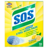 Clorox S.O.S Lemon Fresh Scent Steel Wool Soap Pads, 10 count