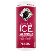 Sparkling Ice + Caffeine Black Raspberry Naturally Flavored Sparkling Water, 16 fl oz