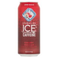 Sparkling Ice Caffeine Zero Sugar Cherry Vanilla Flavored Sparkling Water, 16 fl oz