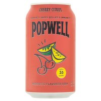 Popwell Cherry Citrus Prebiotic Flavored Soda, 12 fl oz