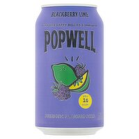 Popwell Blackberry Lime Prebiotic Flavored Soda, 12 fl oz