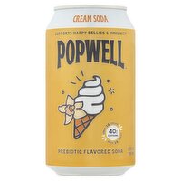 Popwell Cream Prebiotic Flavored Soda, 12 fl oz