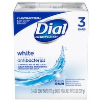 Dial Complete White Antibacterial Bar Soap, 4 oz, 3 count, 13.5 Ounce