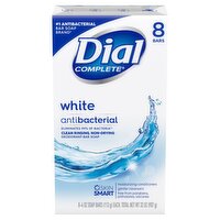 Dial Complete White Antibacterial Deodorant Bar Soap, 4 oz, 8 count, 32 Ounce