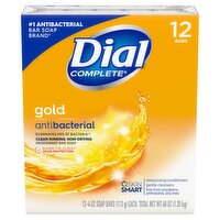 Dial Complete Gold Antibacterial Deodorant Bar Soap, 4 oz, 12 count, 48 Ounce