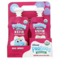 Lifeway Probugs Organic Goo Berry Blueberry Flavor Cultured Whole Milk Kefir, 3.5 fl oz, 4 count