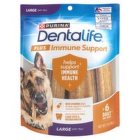 Purina Dentalife Plus Immune Support Dog Treats, Large (40+ lbs), 6 count, 7 oz