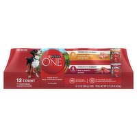 Purina ONE Chicken & Brown Rice and Beef & Barley Entrées Adult Dog Food, 13 oz, 12 count