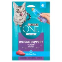 Purina One +Plus Immune Support Purées with Real Tuna Cat Treats, 0.35 oz, 4 Count