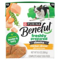 Purina Beneful Classics Chicken Dinner with Carrots & Peas Complete Adult Dog Food, 9.5 oz