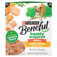 Purina Beneful Stews Chicken Dinner with Carrots & Rice Complete Adult Dog Food, 9.5 oz