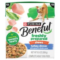 Purina Beneful Stews Turkey Dinner with Spinach & Ditalini Pasta Complete Adult Dog Food, 9.5 oz