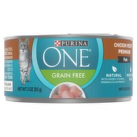 Purina ONE Grain Free Chicken Recipe Premium Paté Wet Cat Food, 3 oz