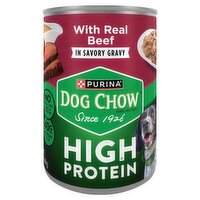 Purina Dog Chow High Protein Dog Food with Real Beef in Savory Gravy, 13 oz