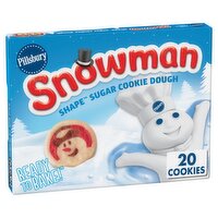 Pillsbury Snowman Shape Sugar Cookie Dough, 20 count, 9.1 oz