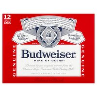 Budweiser Lager Beer, 12 count, 12 fl oz