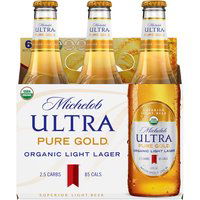 Michelob Ultra Pure Gold Organic Light Lager - 6 Pack Bottles, 72 fl oz, 72 Fluid ounce