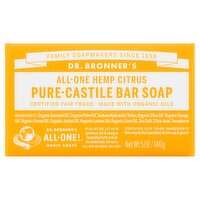 Dr. Bronner's All-One Hemp Citrus Pure-Castile Bar Soap, 5 oz